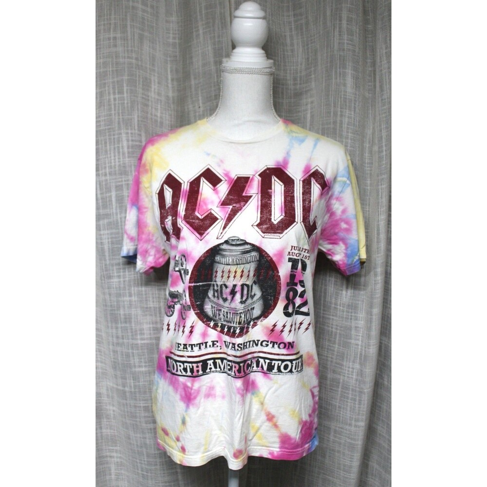 Vintage 80's altered tie dye Rock Band AC/DC North American Tour t-shirt M